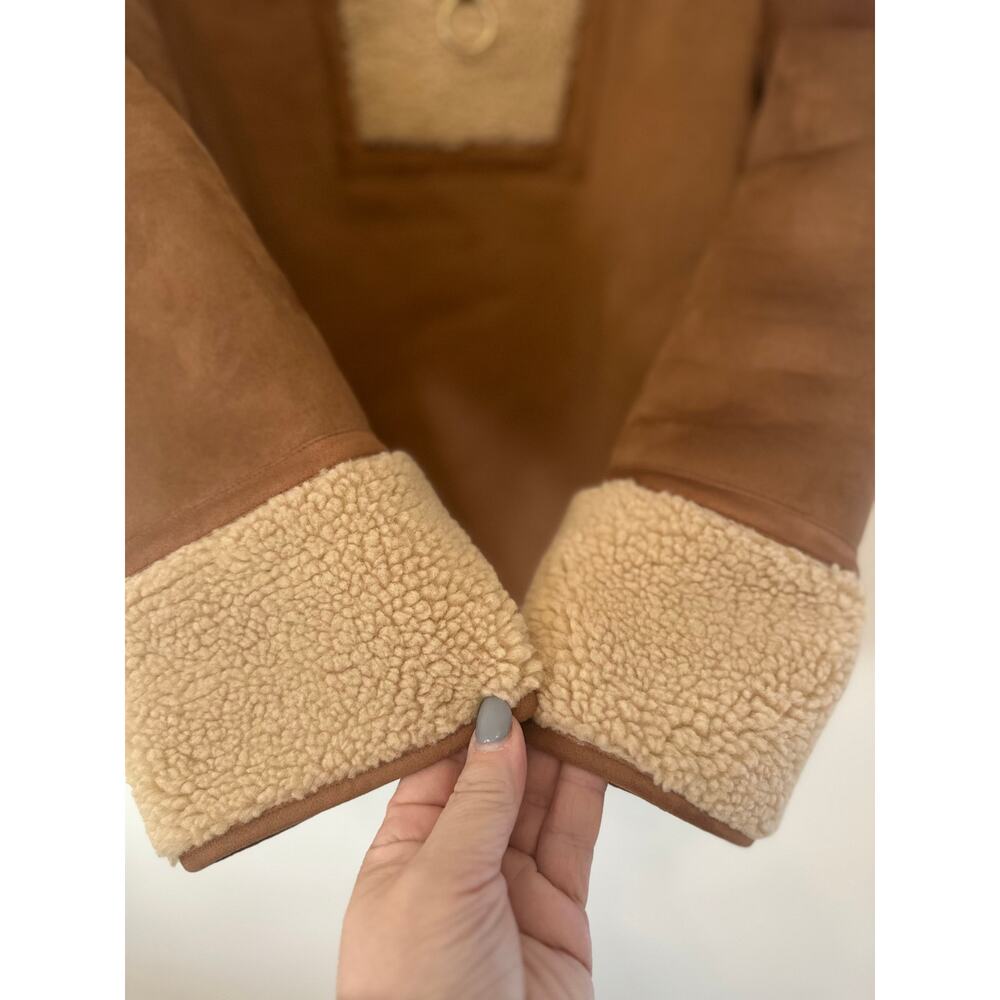 Tuckernuck Stella Shearling Quarter Zip Pullover Jacket Tan Cream Medium - Picture 7 of 11